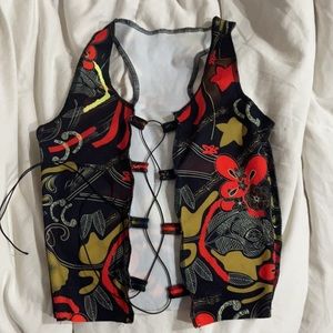 lace up crop top with open front